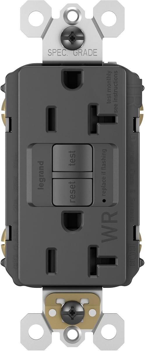 Legrand radiante 20 Amp resistente a manipulaciones GFCI salida dúplex negro 1 paquete