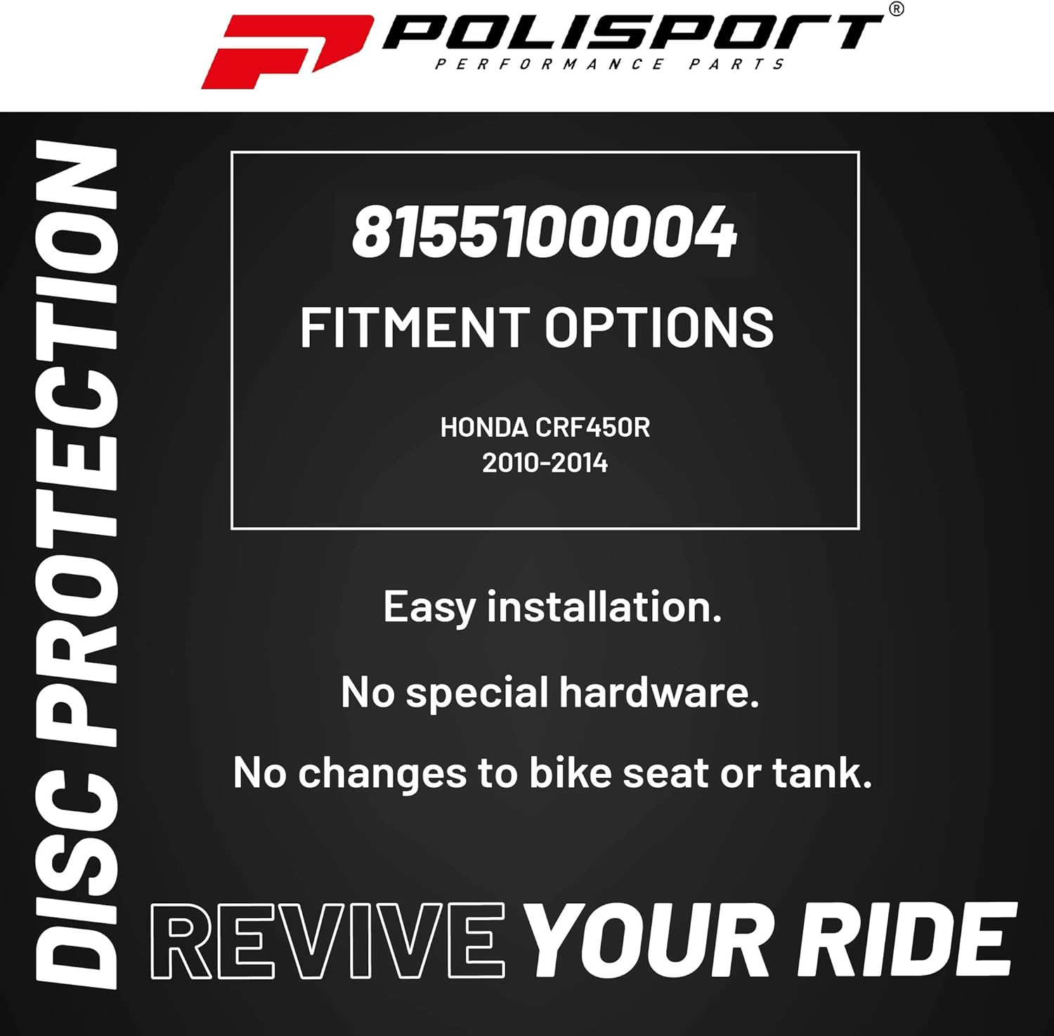 Polisport Motocross Motorcycles (MX) Disc & Bottom Fork Protector for Honda CRF450R (2010-2014) Dirt Bikes - High-Impact Guard - Nardo Grey