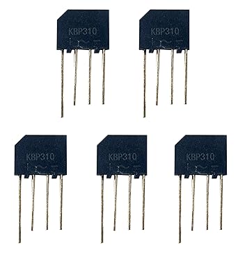 Wizzo (Pack Of 5 Pieces) KBP310 3 Amp 1000V Bridge Rectifier Diode Single Phase, 4 PIN, Through Hole Bridge Rectifier | Through Hole | Electronic Components