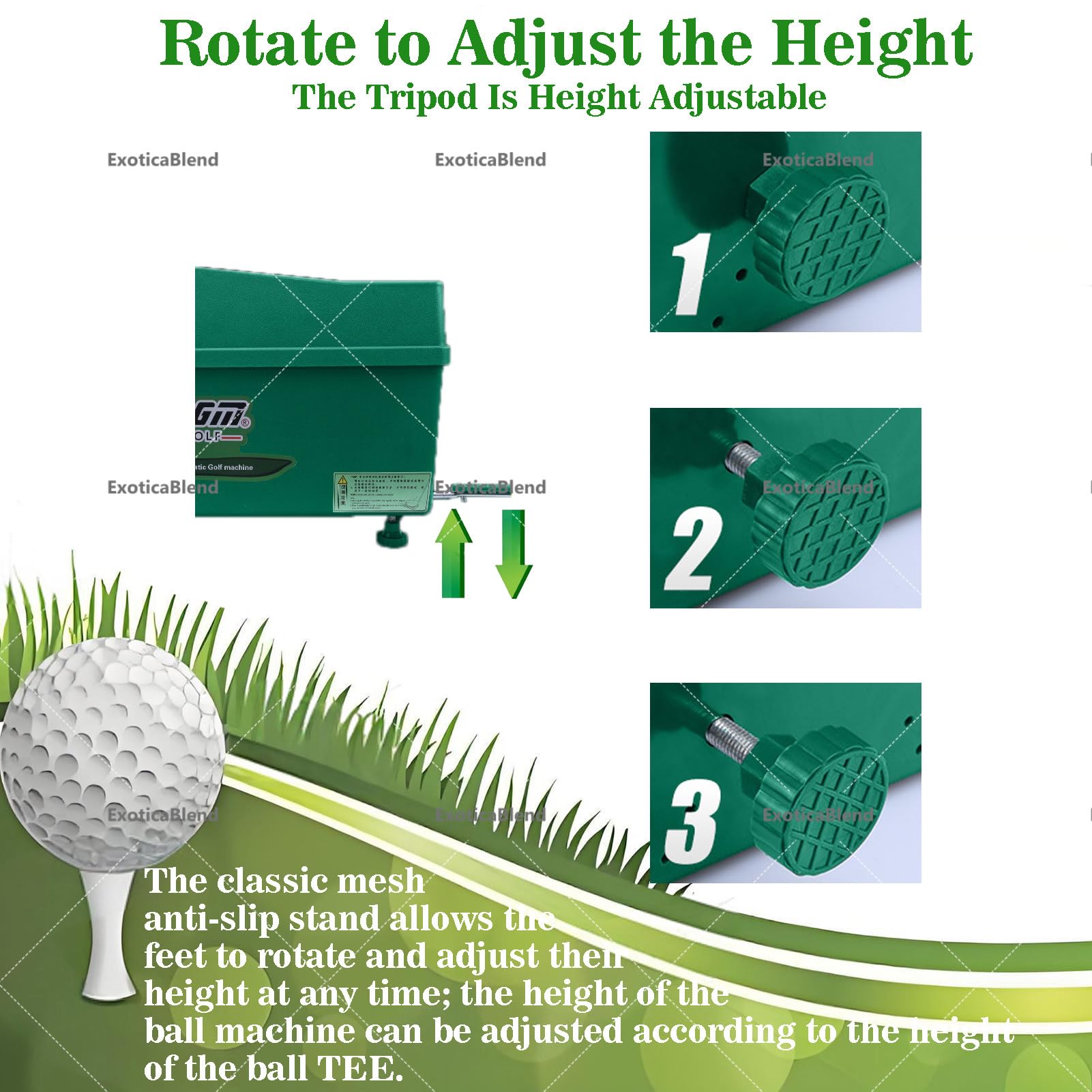 Dispensador automático de pelotas de golf con pedal y soportes de almacenamiento para entrenamiento y práctica de campo de conducción