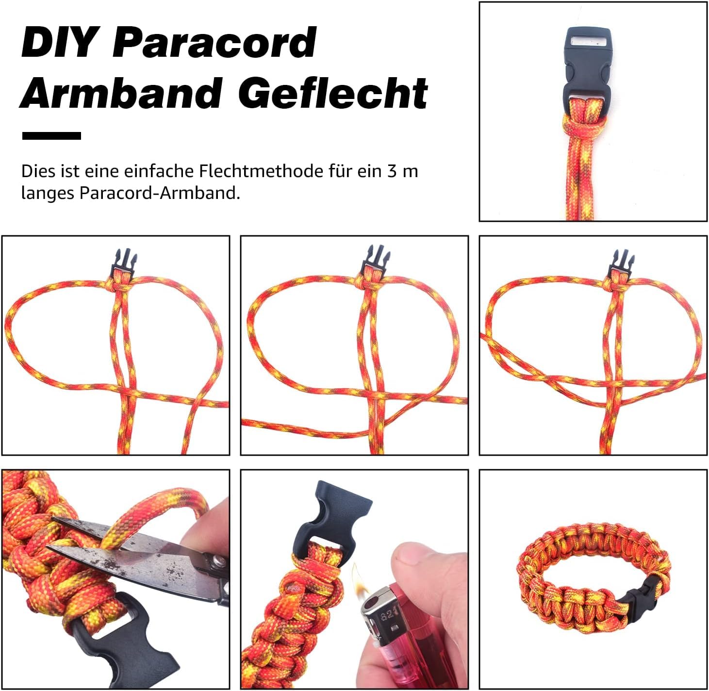 Bracelet Paracorde 550 - Nœud Poignet - Cyan - 15,75 Pouces - Métallixity - Survival Déco