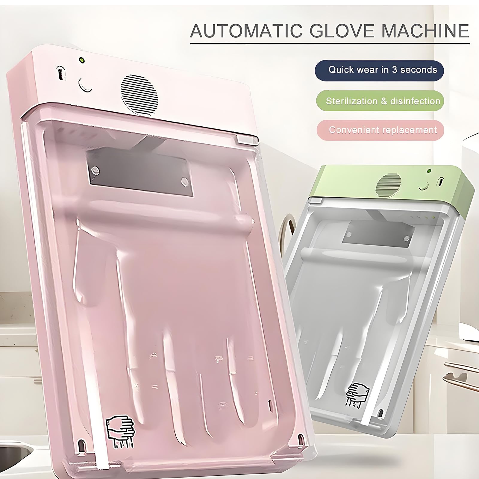 Gallene Automatico, Macchina per Guanti USA E Getta, con 100 Guanti, Efficienti E Veloci Mettono Automaticamente I Guanti 3s, per Cucine, Ristoranti Pink