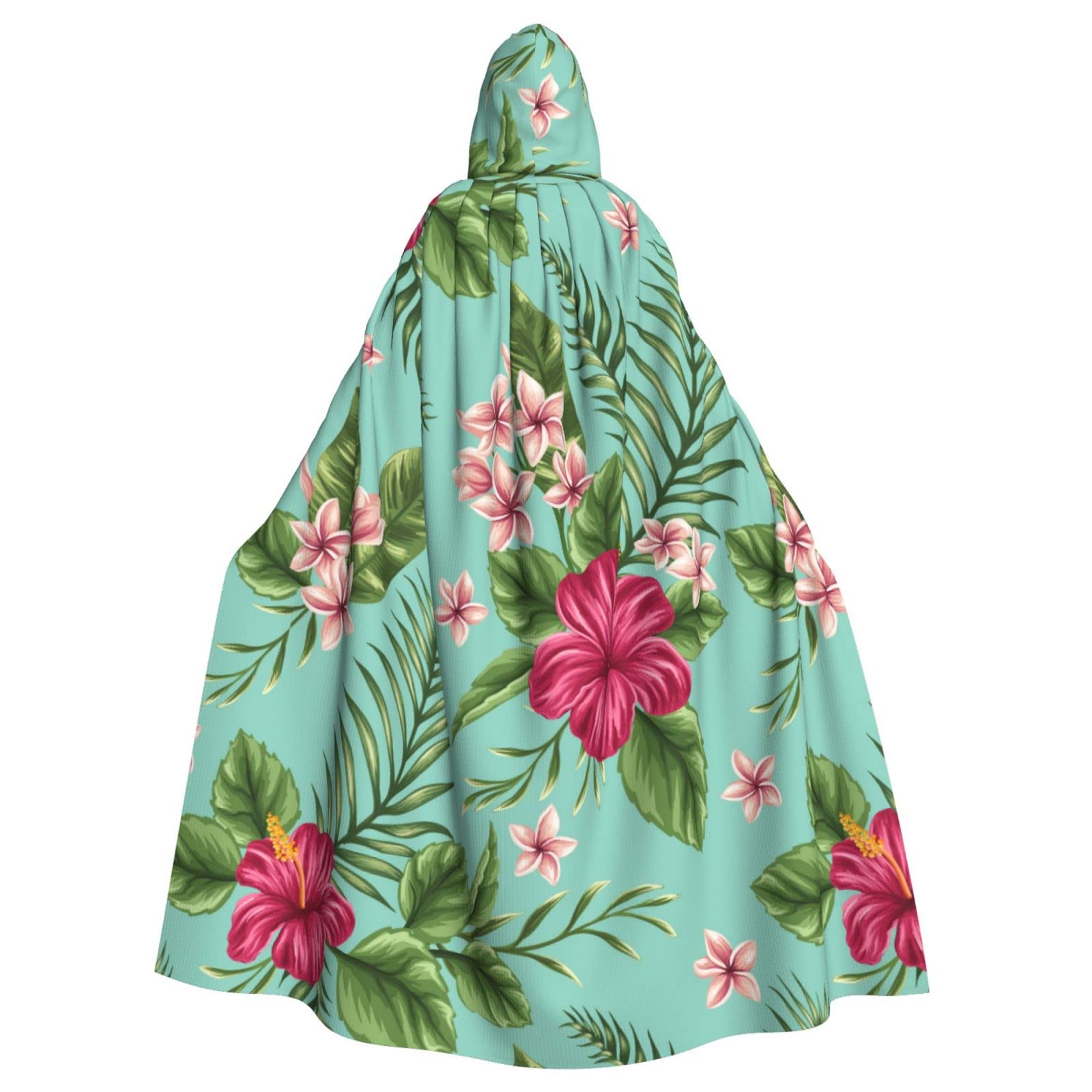 Hawaiian Tropical Leaves Flowers Unisex Hooded Halloween Cloak Cosplay Halloween Christmas Fancy Dress Costumes For Adults