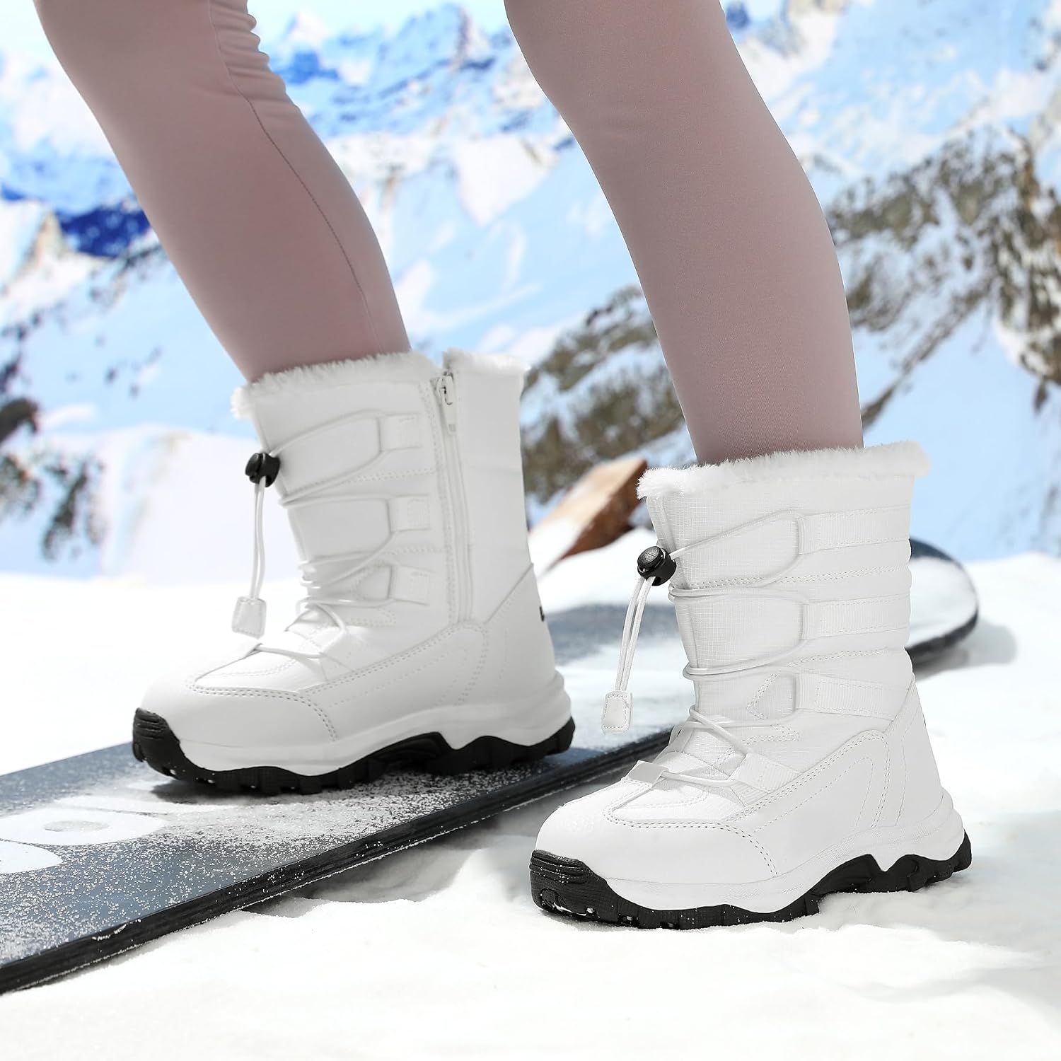 UBFEN Kids Snow Boots for Boys Girls Waterproof Warm Winter Outdoor Activities Shoes Slip Resistant Zipper Closure (Toddler/Little Kid/Big Kid)