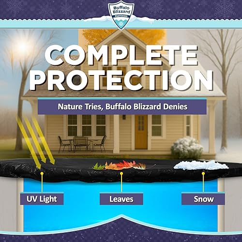 Vista 2 de Buffalo Blizzard - Cubiertas de invierno Micro Mesh Black para piscinas redondas, ovaladas y rectangulares Permite el paso de la lluvia o la nieve