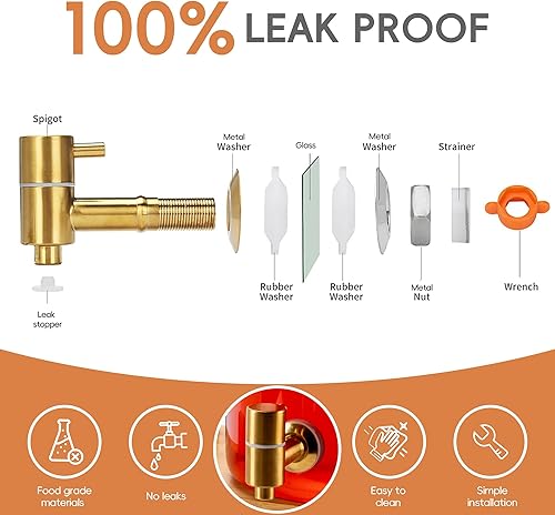 Miniatura 6 de Paquete de 2 dispensadores de bebidas de vidrio de 1.5 galones, dispensador de bebidas para suministros de fiesta con soporte de madera,