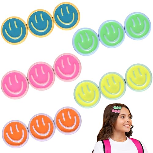 Riceshoot 5 pasadores para el cabello, cara sonriente, pasadores para el cabello, bonitos, pequeños, Y2k sin doblar, accesorios estéticos, regalos,