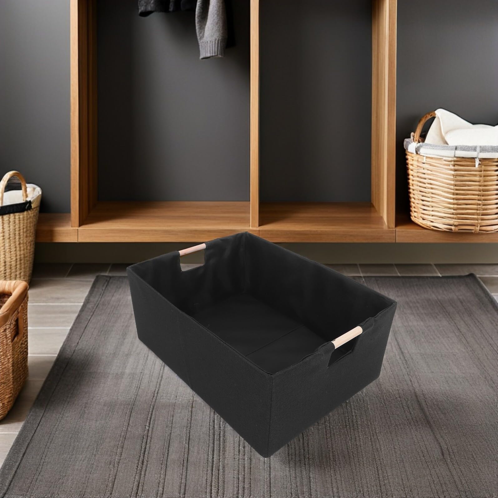 Toyvian Faltbare Stoff Aufbewahrungskörbe mit Griffen 42x31x17cm Rechteckige Organizerboxen für Kleiderschrank und Regal Stabile Aufbewahrungsboxen zum Schutz vor Staub
