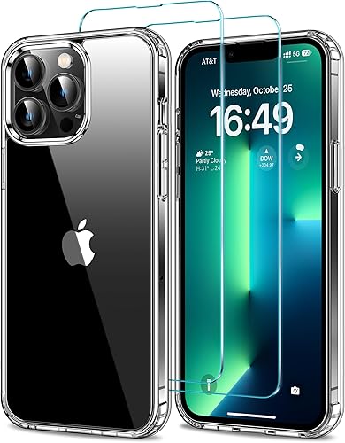 Miniatura 24 de HOOMIL Funda para iPhone 12/iPhone 12 Pro con 2 protectores de pantalla de vidrio templado, sin amarillamiento, protección contra caídas, arañazos,