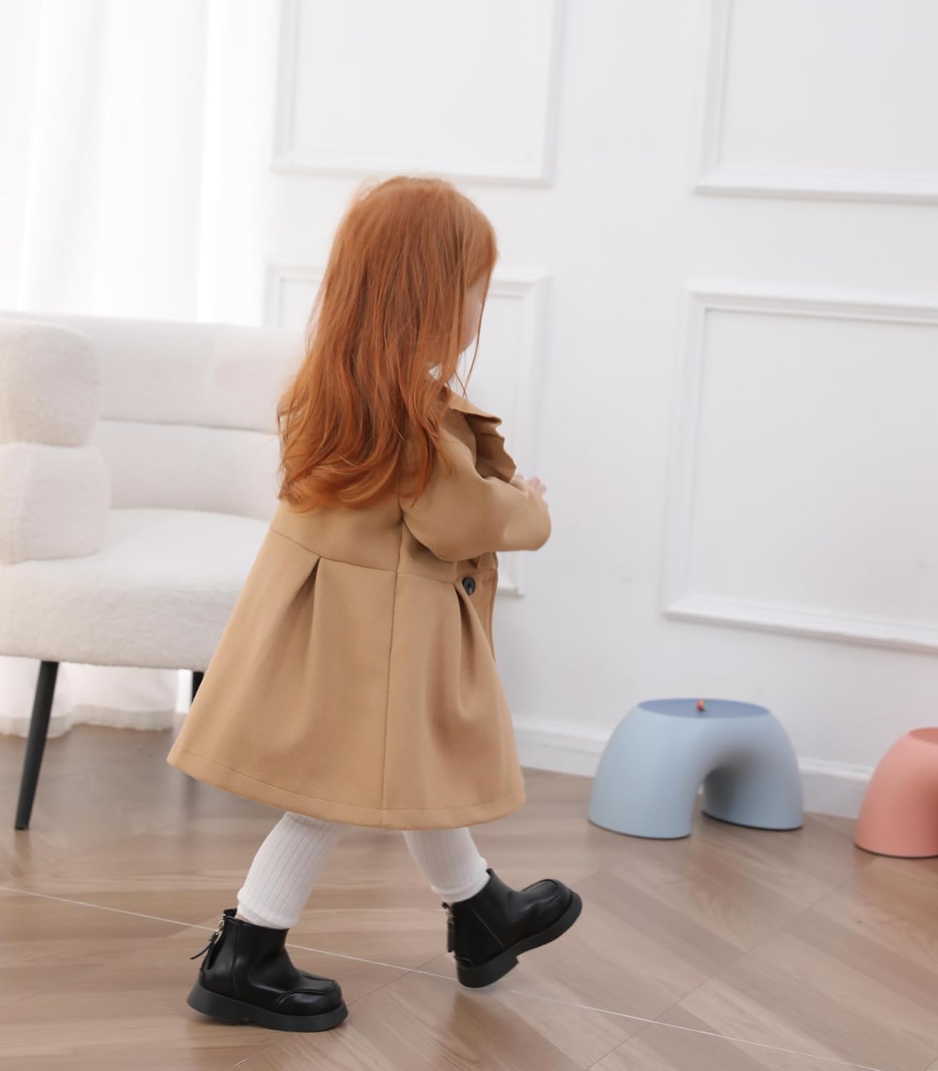 Toddler Baby Girl Clothes Jacket Coat Long Sleeve Flounce Ruffle Buttons Dress Coat Fall Winter Outfit
