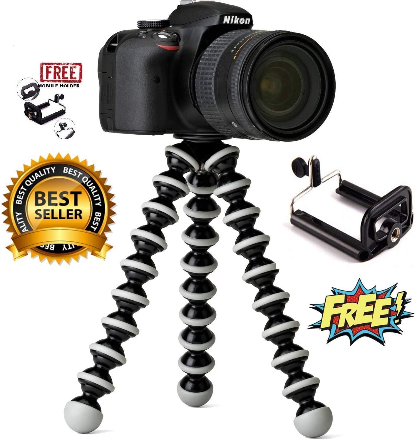 Evaan Camera Tripod Stand with Universal Smartphone Mount and Wireless Bluetooth Remote Control Camera Shutter
