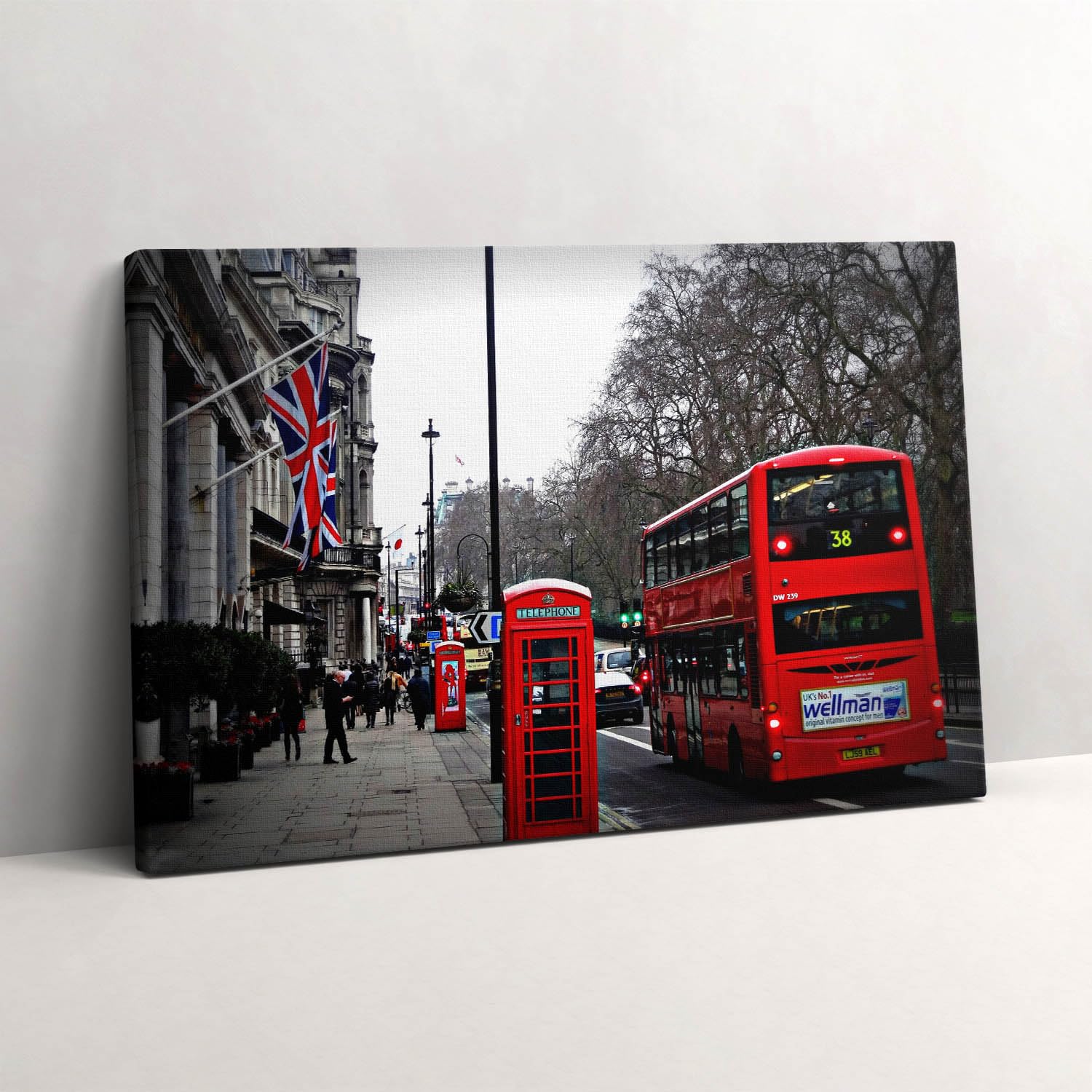 Bus anglais et cabine téléphonique impression d'art premium toile Wallfluent 60x40 - 6