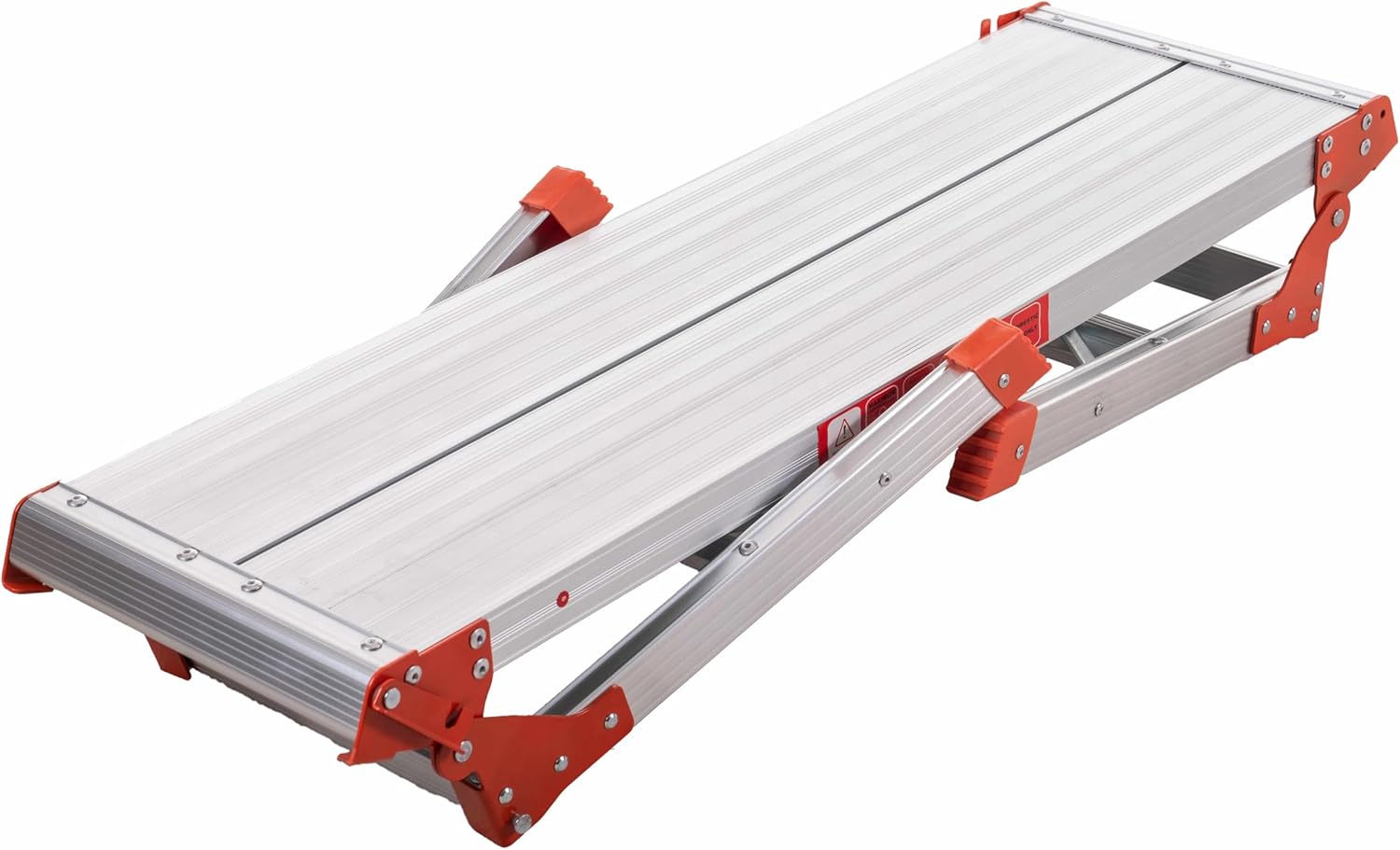 Folding Work Platform, Aluminum Adjustable Drywall Stool Ladder with Non-Slip Mat, Max Load 330 lbs Capacity Portable Step Ladder for Ceiling Cleaning, Painting, Car Washing and Decorating