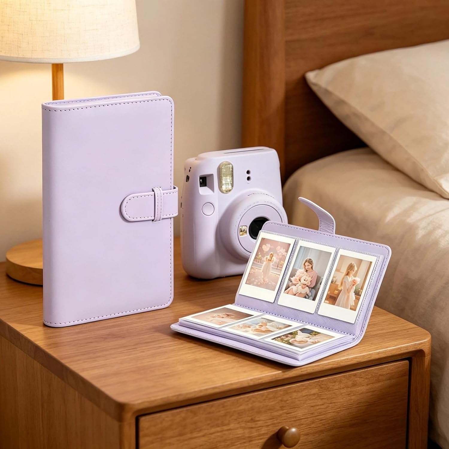 108 Pockets Mini Album Compatible with Instax Mini Film Pictures 2x3, PU Leather Mini Album Book, Iris Purple Camera Albums Book for Mini 12 11 Series Camera image 2