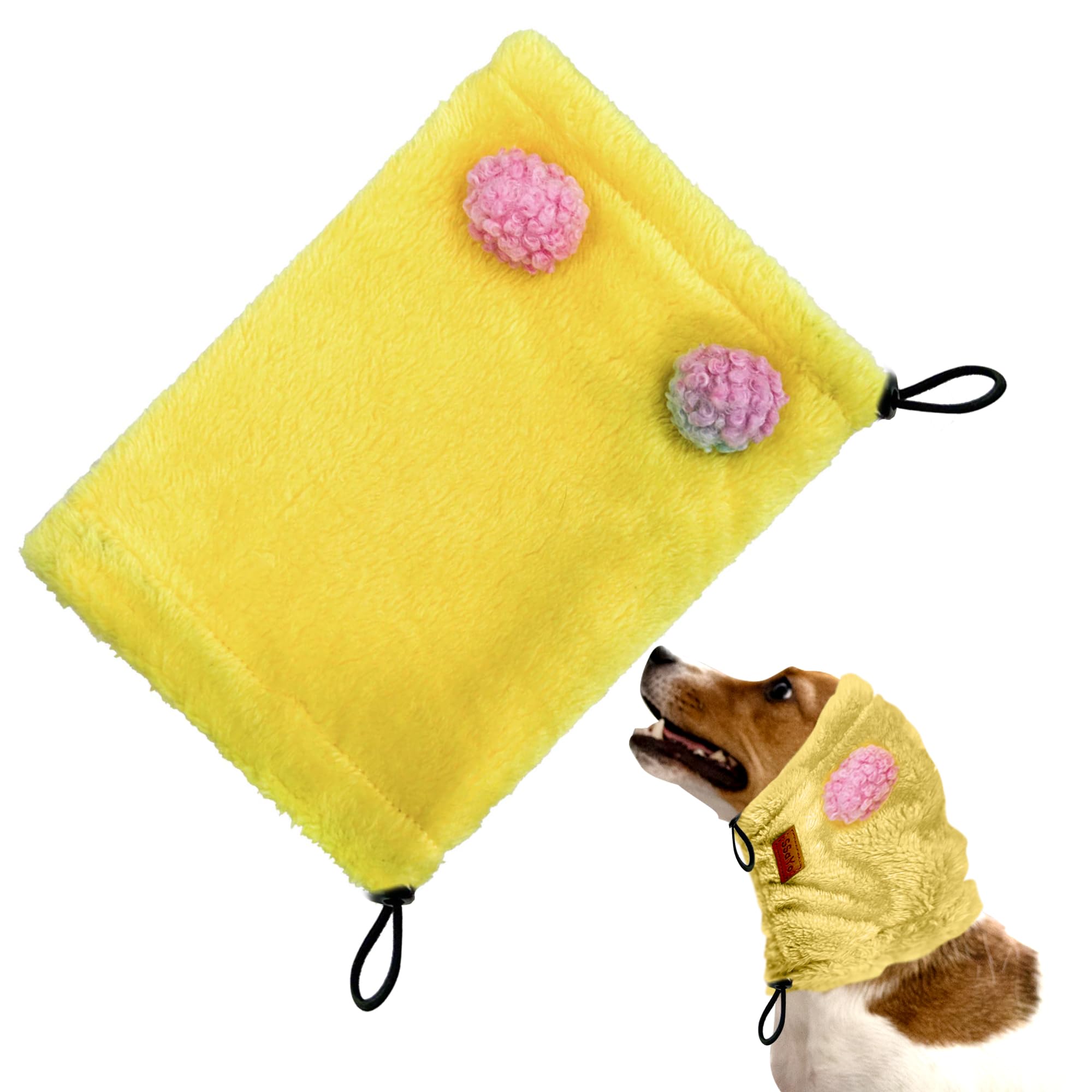 SSaYo Dog Ear Muffs Noise Protection - Soft Calming Hood for Anxiety Relief, Fireworks, Thunder, Grooming & Vet Visits - Elastic Headband & Comfortable Neck Warmer for Travel (Yellow, Medium) — image 1