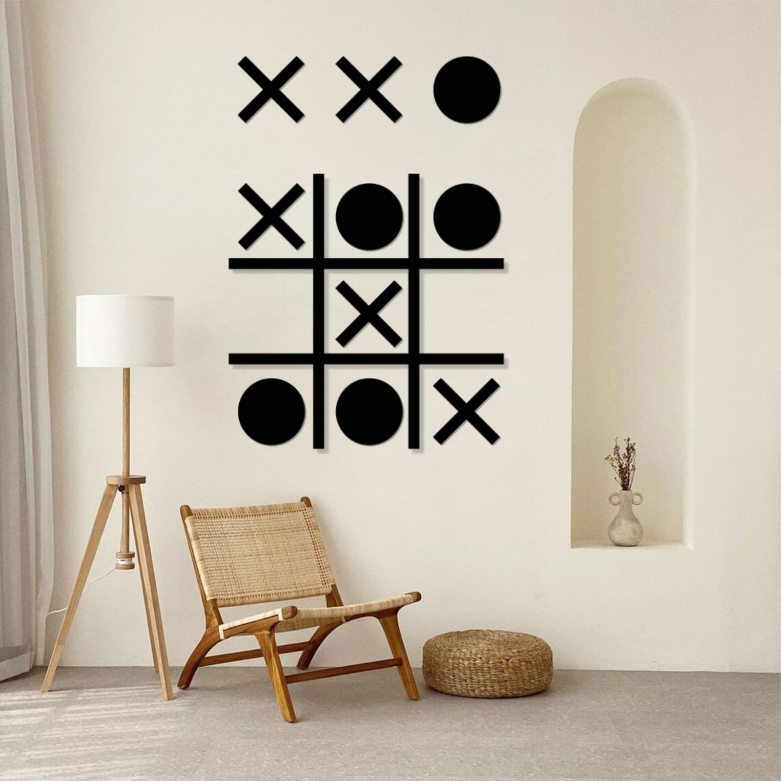 Metall-Wanddeko, Tic-Tac-Toe, Tic-Tac-Toe-Deko, Brettspielkunst, Lustige Deko, Spiel-RoArt, für Ro (Schwarz, 60 x 60 cm)
