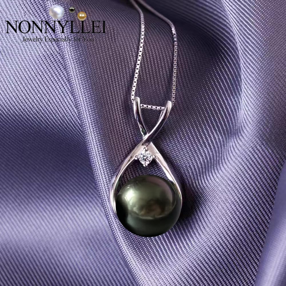 Regalos para mujer, collar de perlas negras tahitianas, joyería fina, collar de perla de plata de ley, regalo para esposa, boda, cumpleaños, aniversario, día de la madre, San Valentín