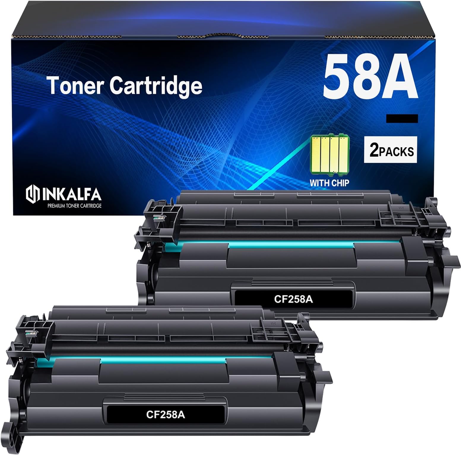 58A CF258A Toner Cartridge Black 2 Pack (with Chip