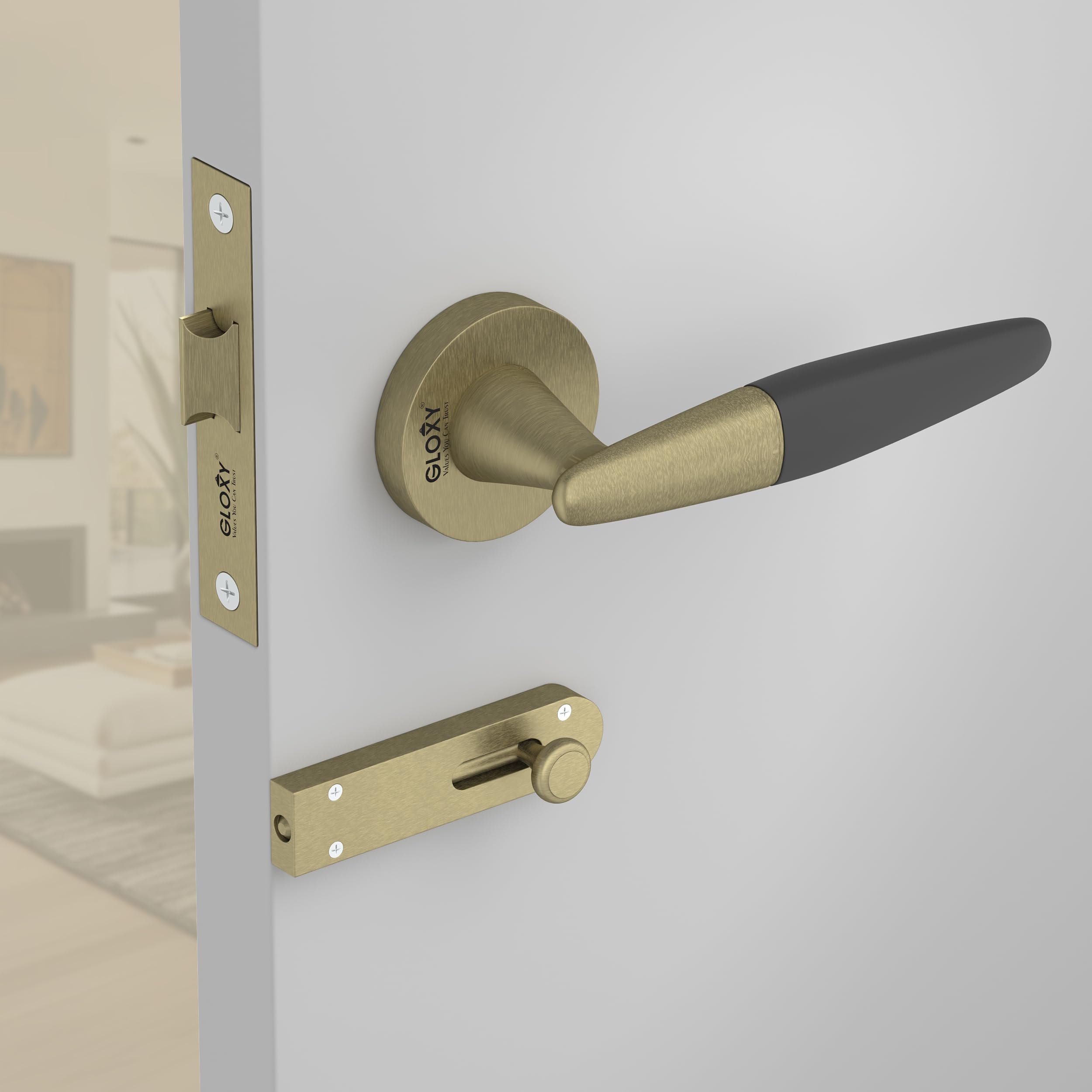GLOXY Zinc Modern Door Lock Set for Main & Bedroom Doors | Mortise