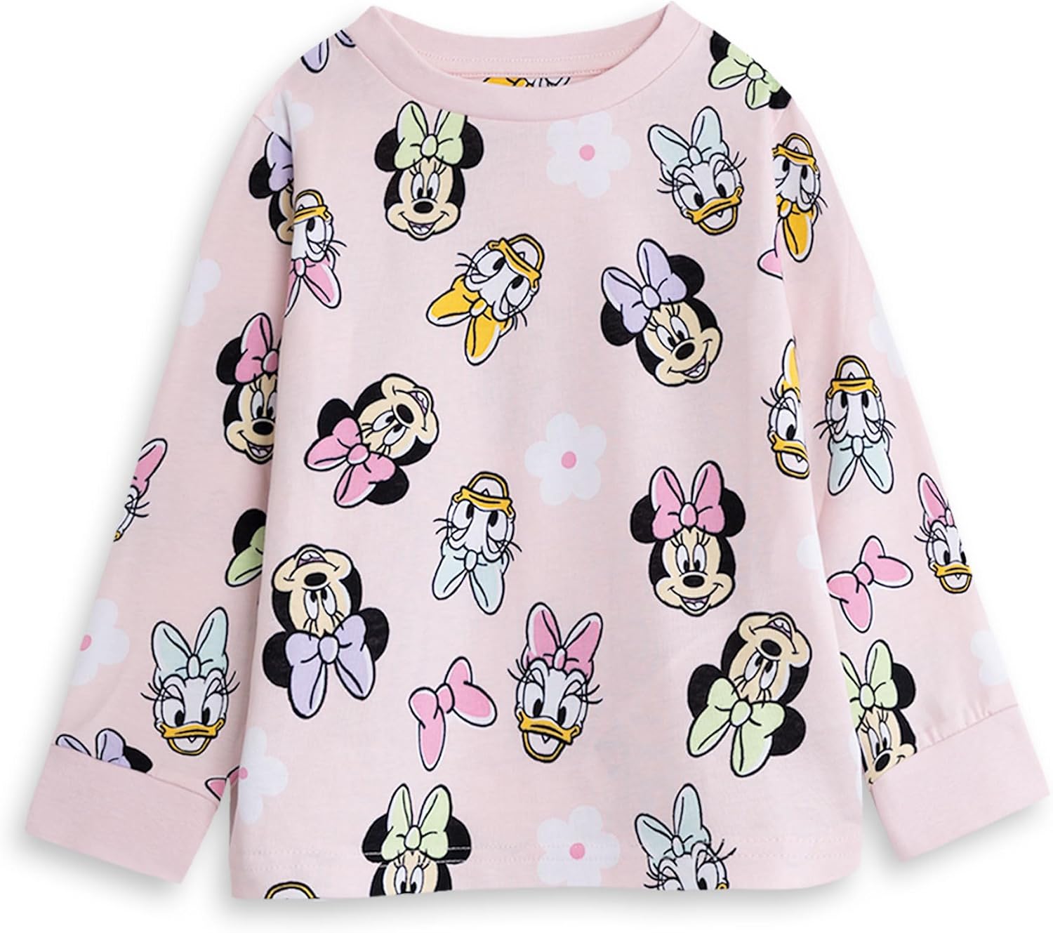 Disney Minnie Mouse & Daisy Duck Girls Multi-Pack of 2 Long Pajama Set Pink & Purple| Friendship Theme Nightwear
