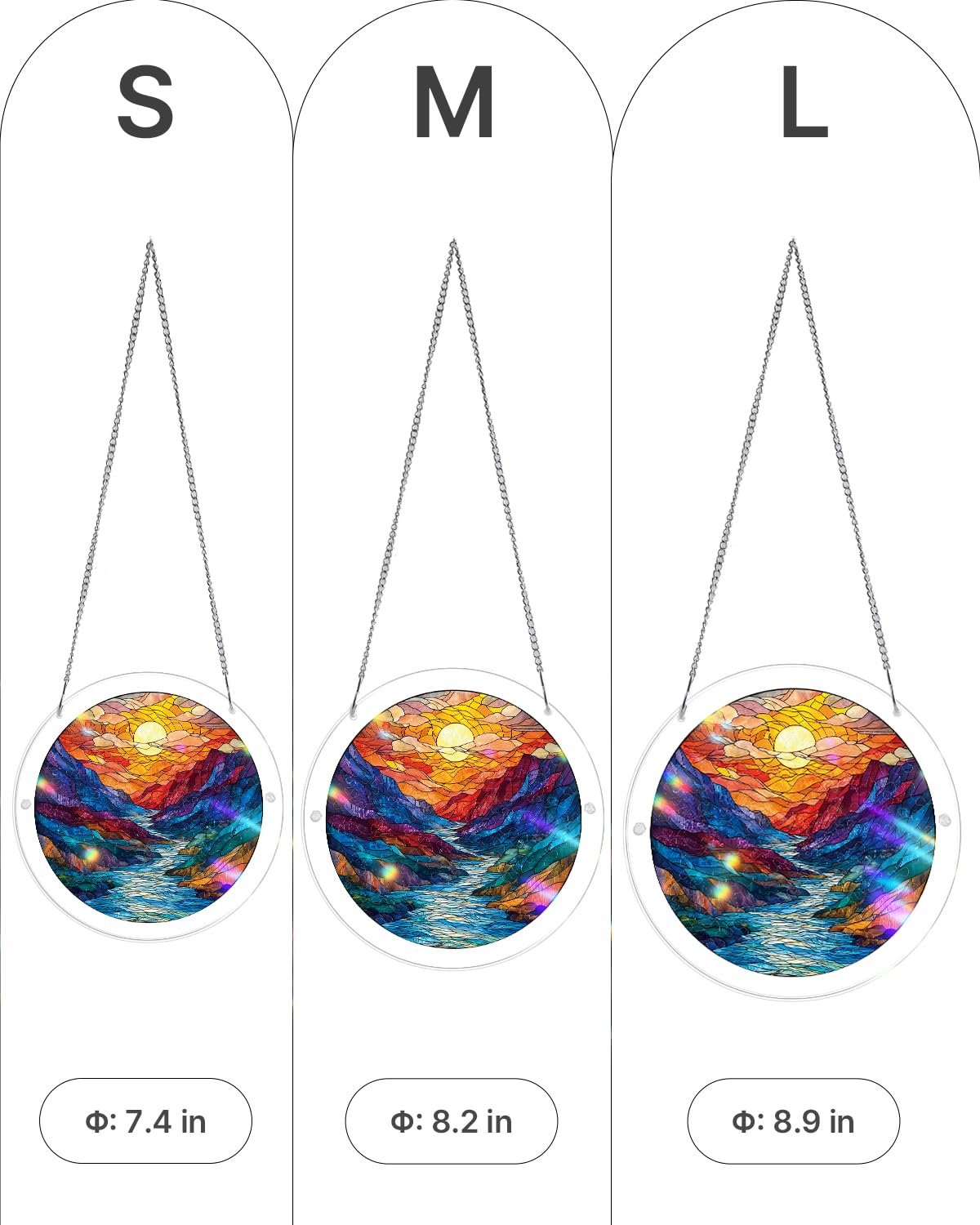 Acrylic Puzzle for Adult, Colorful Mountain Moon Sun Catchers Window Hanging Panel 83 Pieces Puzzle SunCatchers for Home Decor Birthday Women Men Mom 7.36 in — view 8