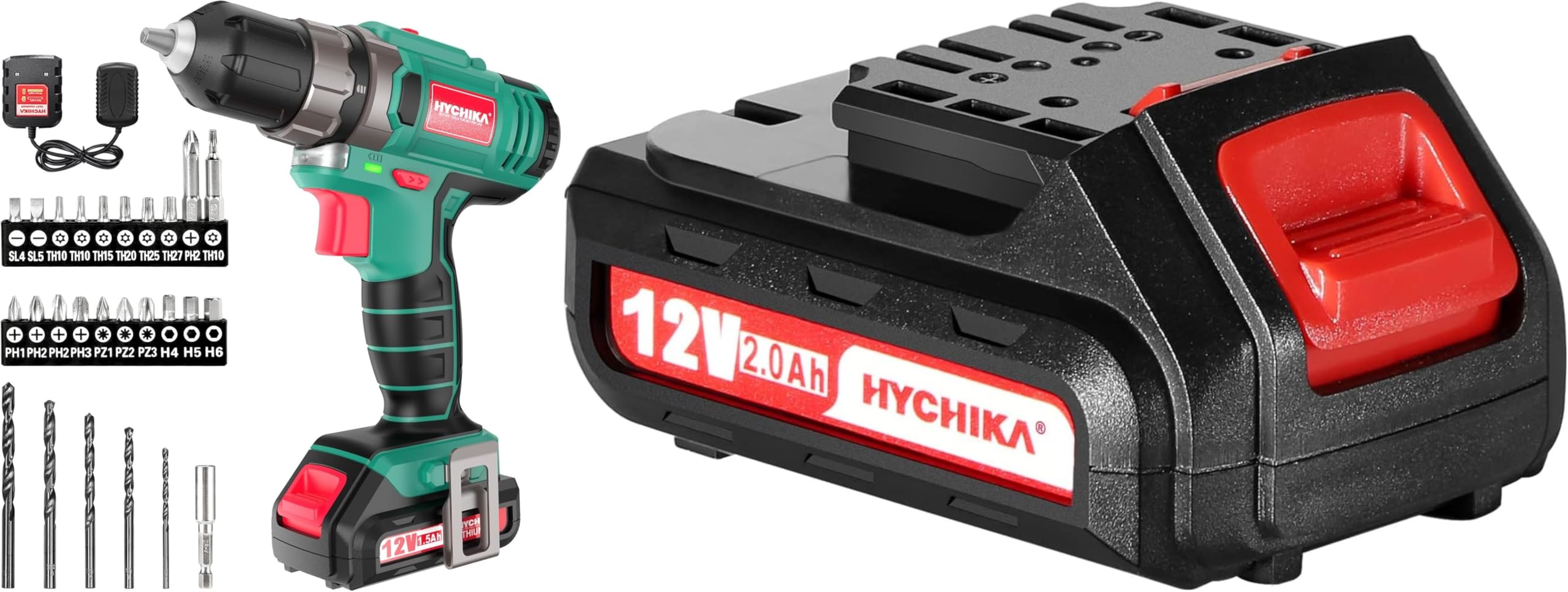 Perceuse visseuse sans fil 12V HYCHIKA batterie lithium tournevis électrique