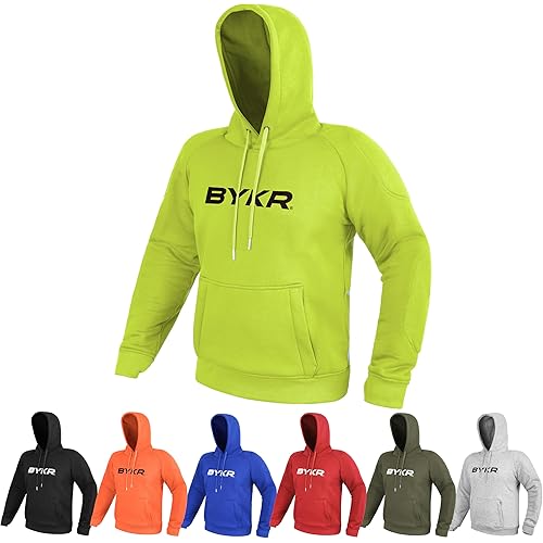 BYKR Motorcycle Hoodie for Men & Women Biker Motorcycle Jackets Breathable Motorbike Riding Sweatshirt All Weather CE Armored