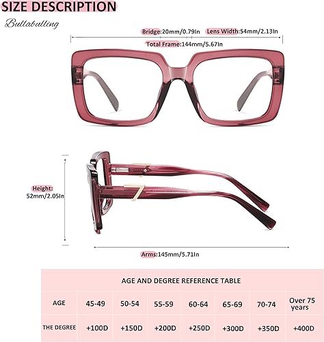 Miniatura 4 de bullabulling Paquete de 3 lentes de lectura cuadrados para mujer, estilo Oprah, bisagras de resorte, lentes de gran tamaño con bloqueo de luz azul