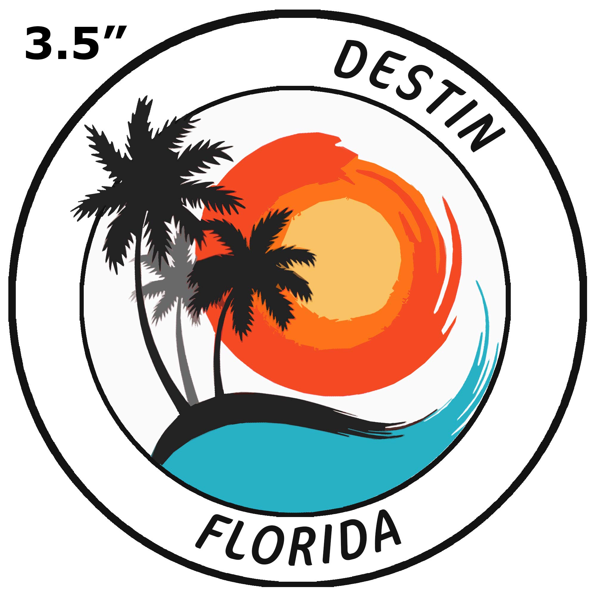 Destin, Florida Tropical Scene Decorative Car Truck Window Sticker Decal Vinyl Die-Cut Badge Emblem Vacation Souvenir Travel Gear Ocean Island Beach