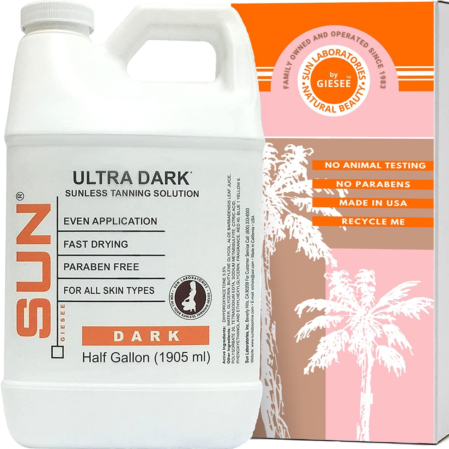 By Giesee Ultra Dark Spray Tan Solution 1/2 Gallon - Professional Sunless Tanning Spray for Airbrush Tan, Self Tanner Mist, Sun Tanning Lotion, Fake Tan