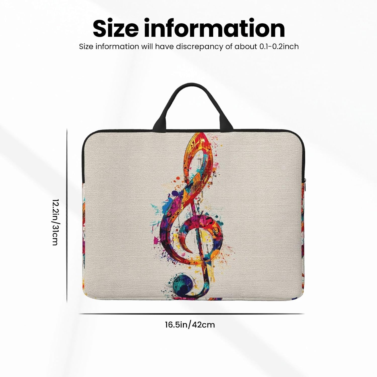 Laptop Case 14 inch Slim Shockproof Laptop Sleeve Colorful Music Clef Laptop Bag Protective Carrying Computer Bag image 2