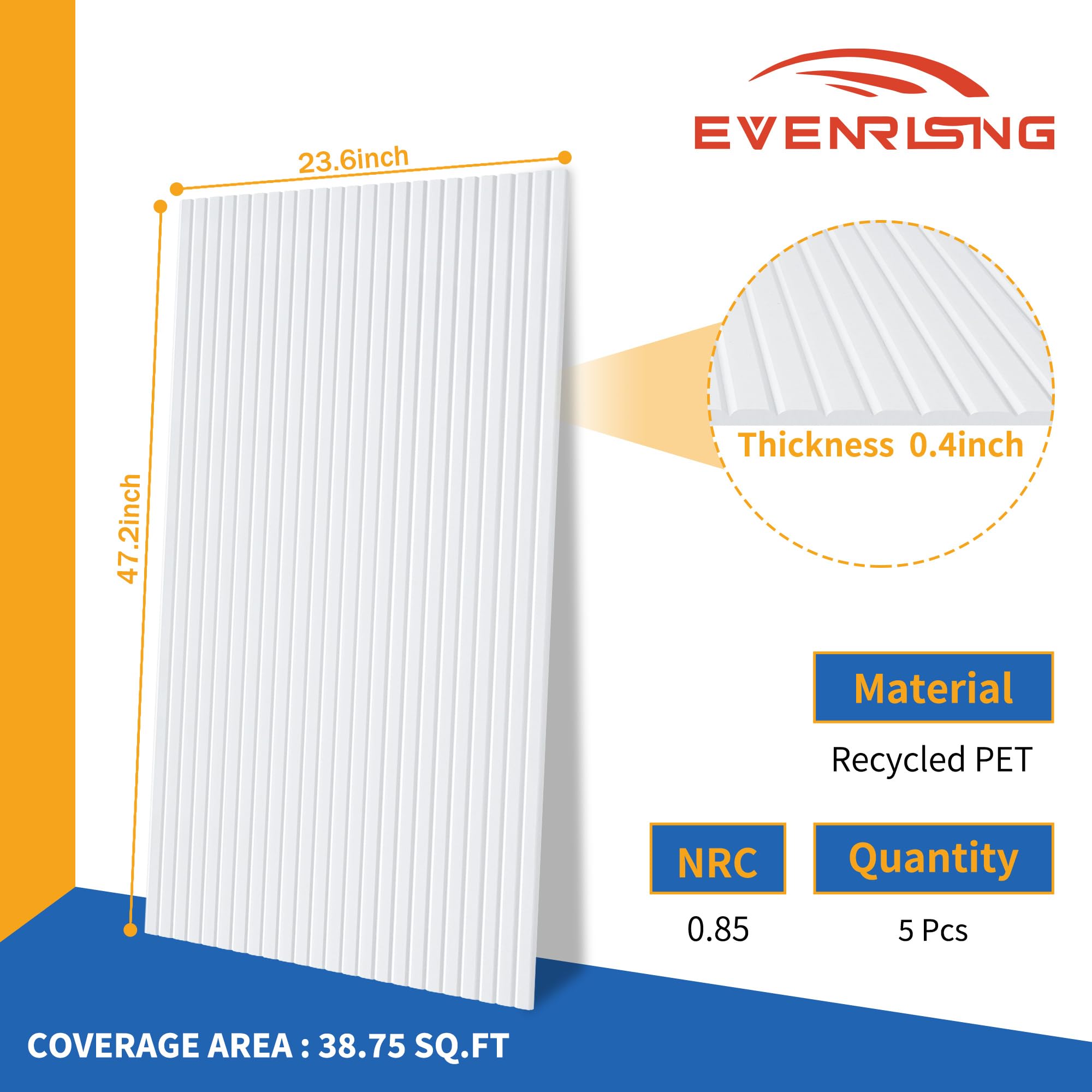 5 Pack Acoustic Panels,47.2x23.6x0.4 inch Acoustic Wall Panels,Large Soundproof Panels,Self-Adhesive Sound Proof Panels for Walls,Acoustic Treatment for Recording Studio&Office,White