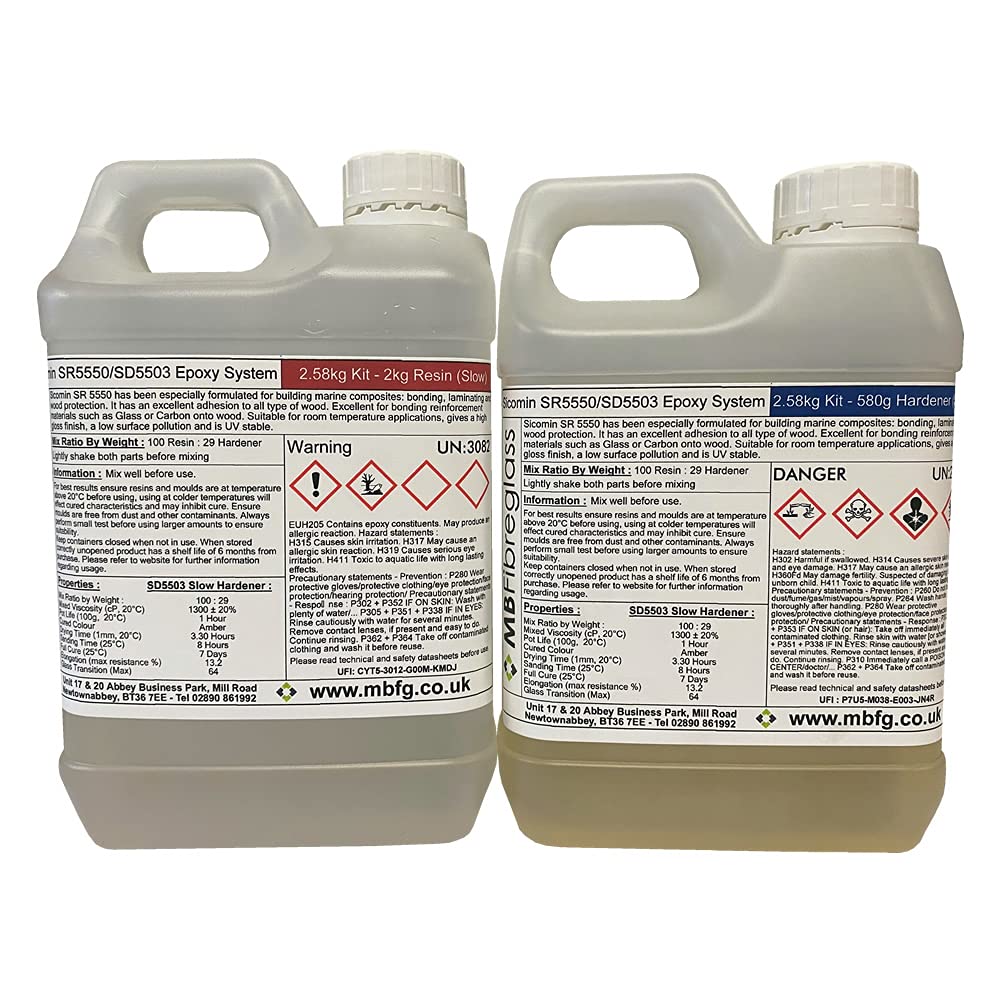 Polycraft ( Mb Fibreglass ) Amber Sicomin Sr5550 / Sd5503 Slow Epoxy Laminating Resin System - Kit 2.58Kg