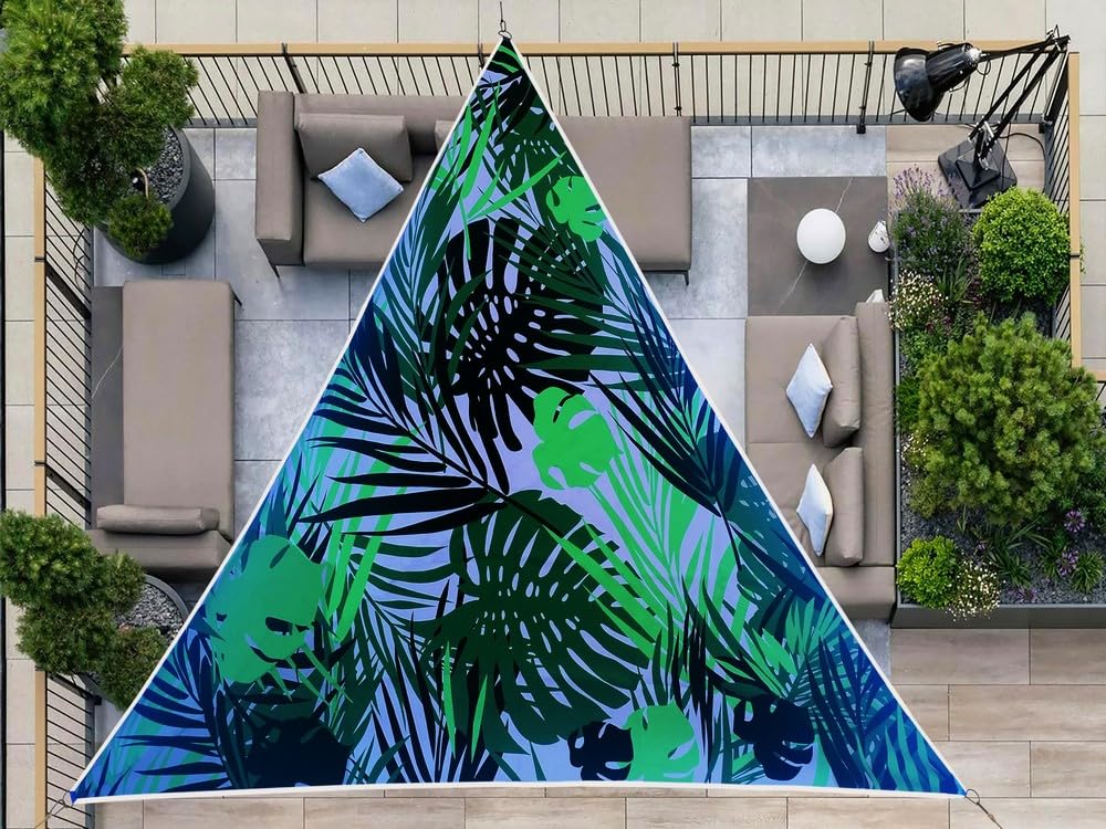 Voile d'ombrage triangulaire vert jungle 3m impression haut de gamme