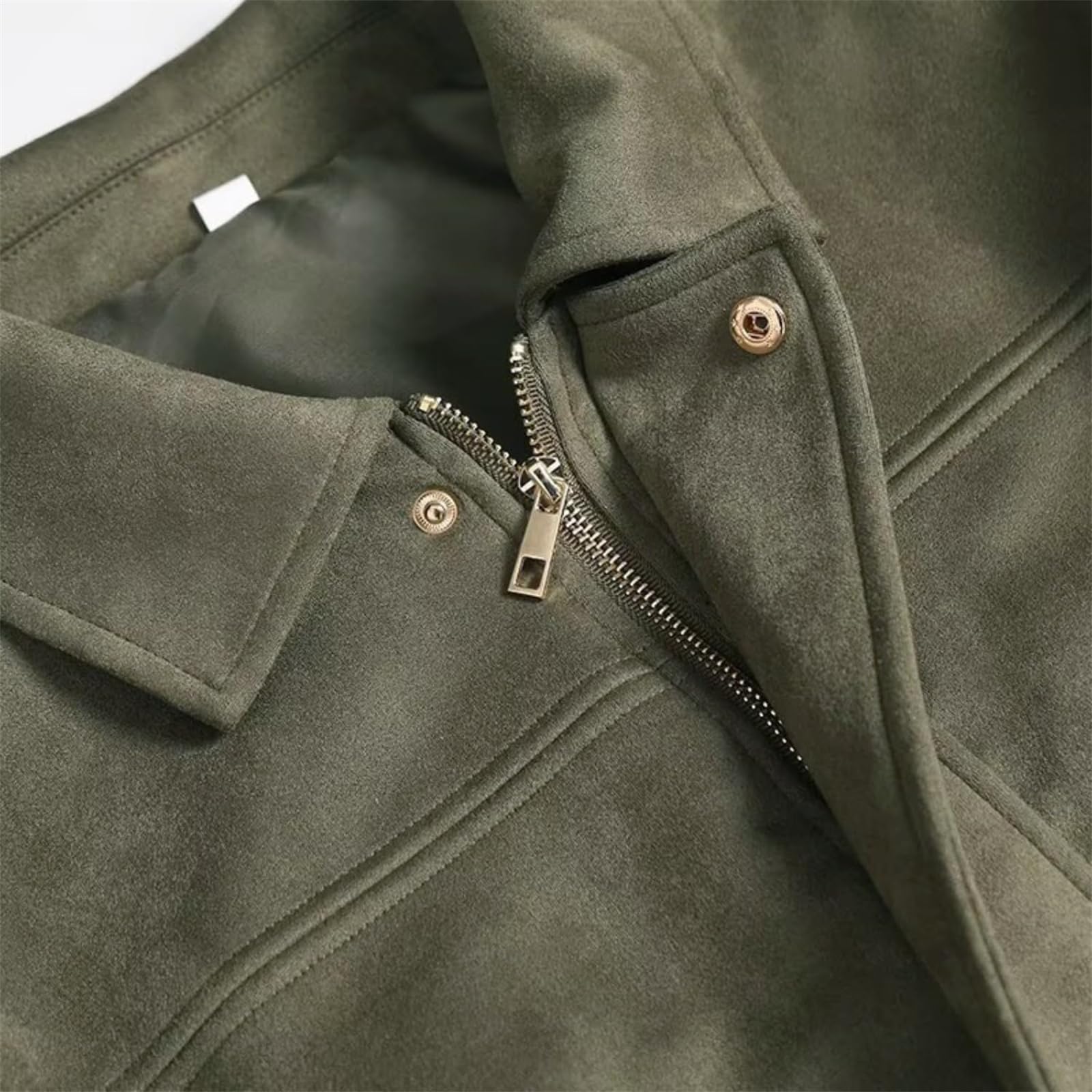 Generisch Chaqueta bomber de ante sintético para mujer, estilo informal, de manga larga, estilo urbano, estilo casual