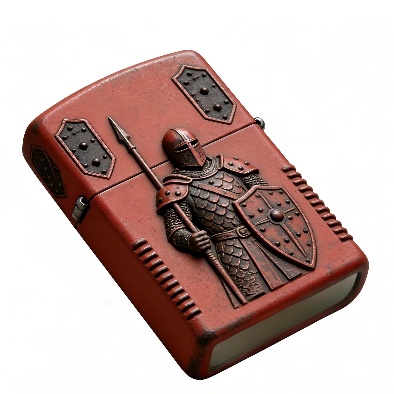 Vintage Knight Carved Soft Flame Kerosene Lighter Reusable Flip Top Wheel Grinding Fire Lighter for Outdoor Activities (B)