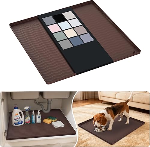 Miniatura 139 de URMONA Tapete de silicona impermeable para debajo del fregadero de 40 x 22 pulgadas, forro para estante de cocina y baño, protector de gabinete y