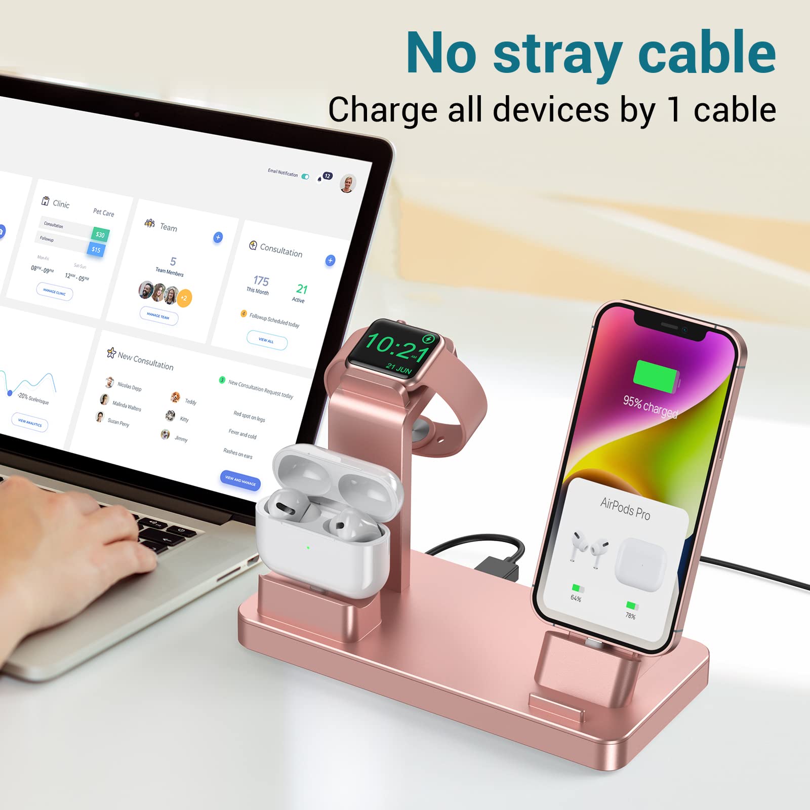 Amazon | Appleデバイス用充電ステーション - 3イン1充電