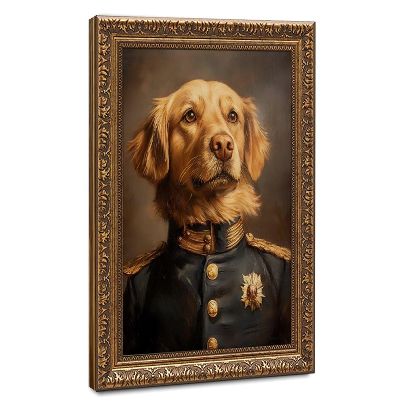 Bareronor Golden Retriever in Uniform Canvas Poster Bedroom Decor Landscape Office Room Decor Gift 8" L X 12" W