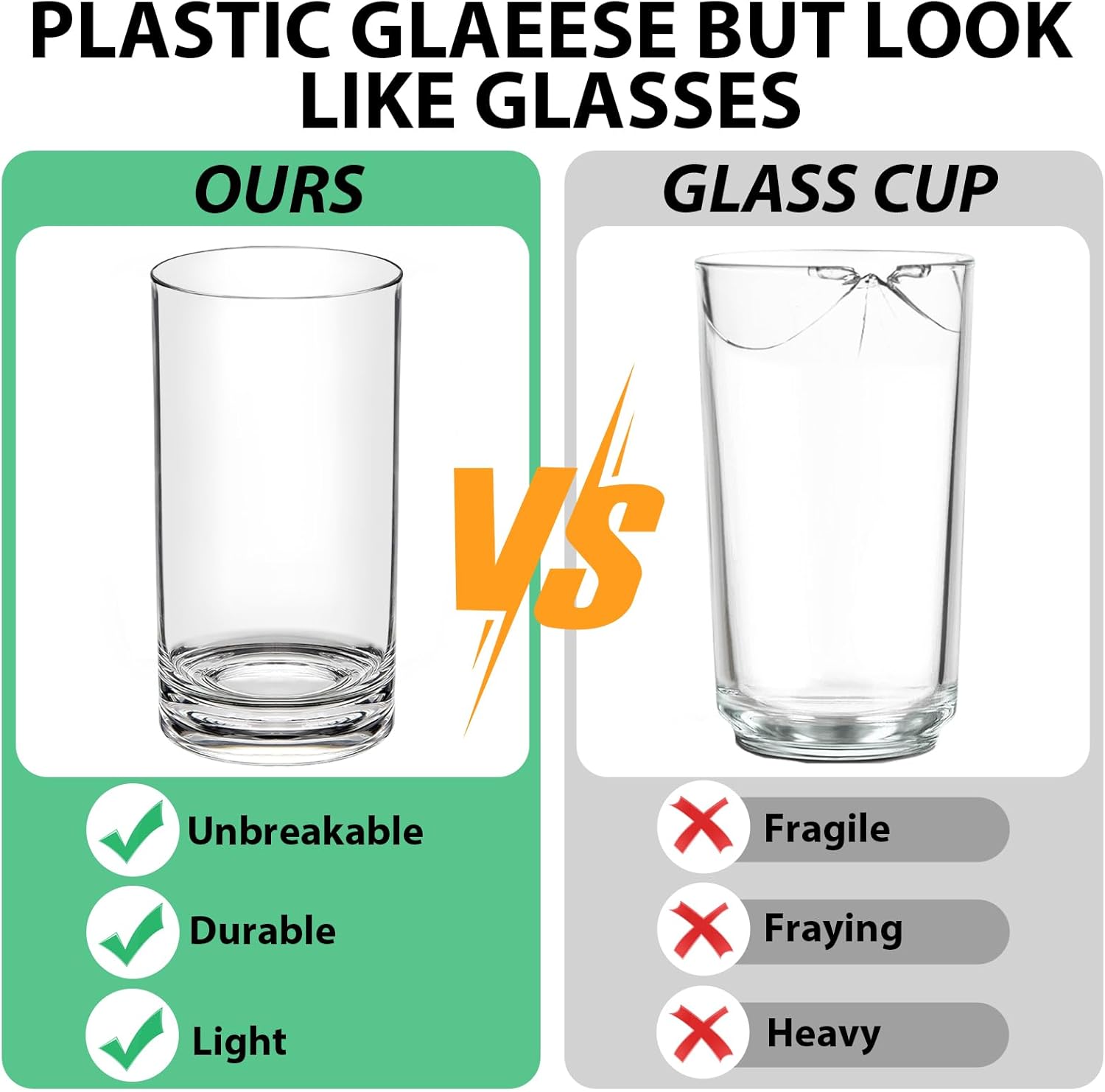 17 OZ Plastic Cups Reusable Unbreakable Plastic Drinking Glasses Set of 12，Highball Plastic Tumblers & Water Glasses, Acrylic Glasses Drinkware Iced Tea Glasses BPA Free, Dishwasher Safe - Image 2