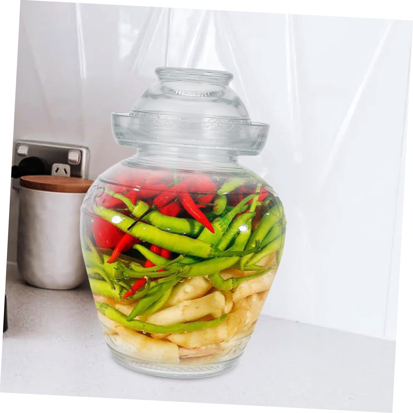 Versiegelte Gurkendose aus Glas für Küche, Transparent und Groß | Glatte Oberfläche, Robust und Verschleißfest, Schlichtes Design im Modernen Stil