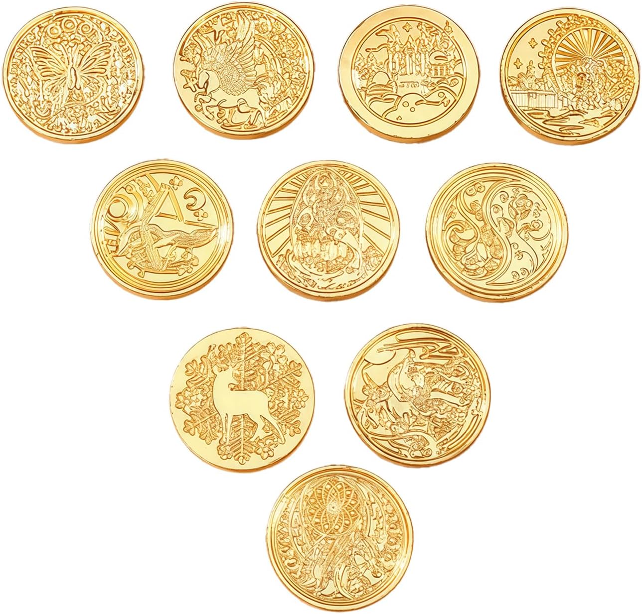 Gold Foil Seals for Certificates, Self-Adhesive Vintage Award Stickers, Embossed Formal Seals for Diplomas, Awards, Scrapbooking, Recognition (10 Count) - Elegant Decorative Gold Seals for School