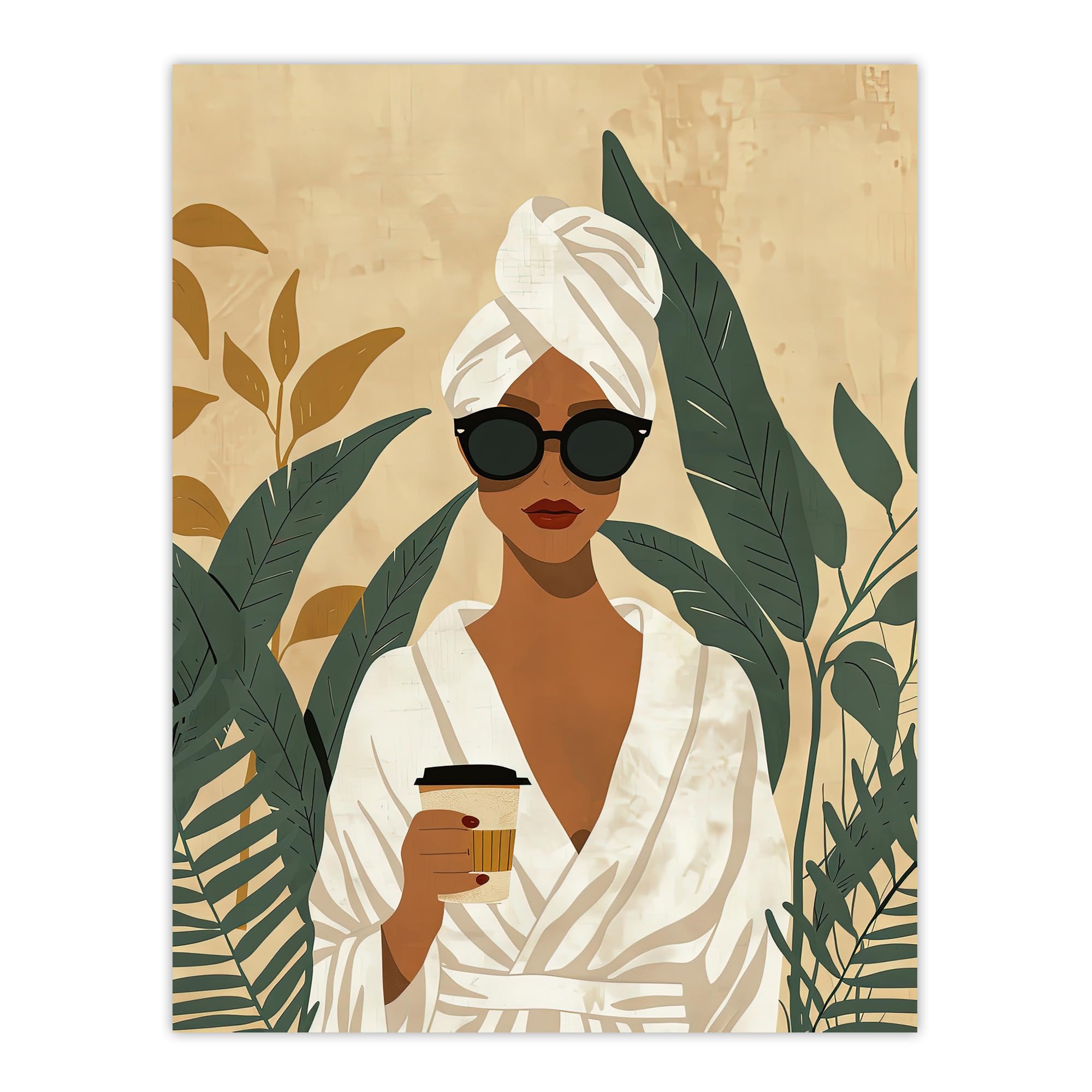 Artery8 Plant and Coffee Lover Self Care Spa Day For Bathroom Extra Large XL Wall Art Poster Print