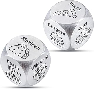 2 PCS Food Dice Game Food Decision Dice for Couples 11Â Wedding Anniversary Steel Gifts for Him Her Date Night Gifts for Husband Girlfriend Valentine Christmas Stocking Stuffers for Women Men Boyfriend