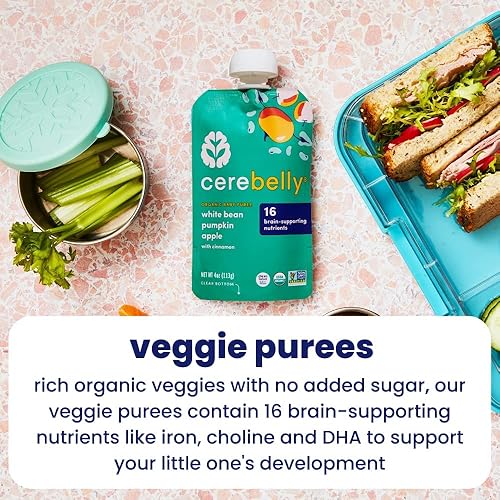 Miniatura 9 de Cerebelly Bolsas de comida para bebés, manzana orgánica de calabaza de frijoles blancos (4 onzas, paquete de 3) - Snacks para niños pequeños - 16
