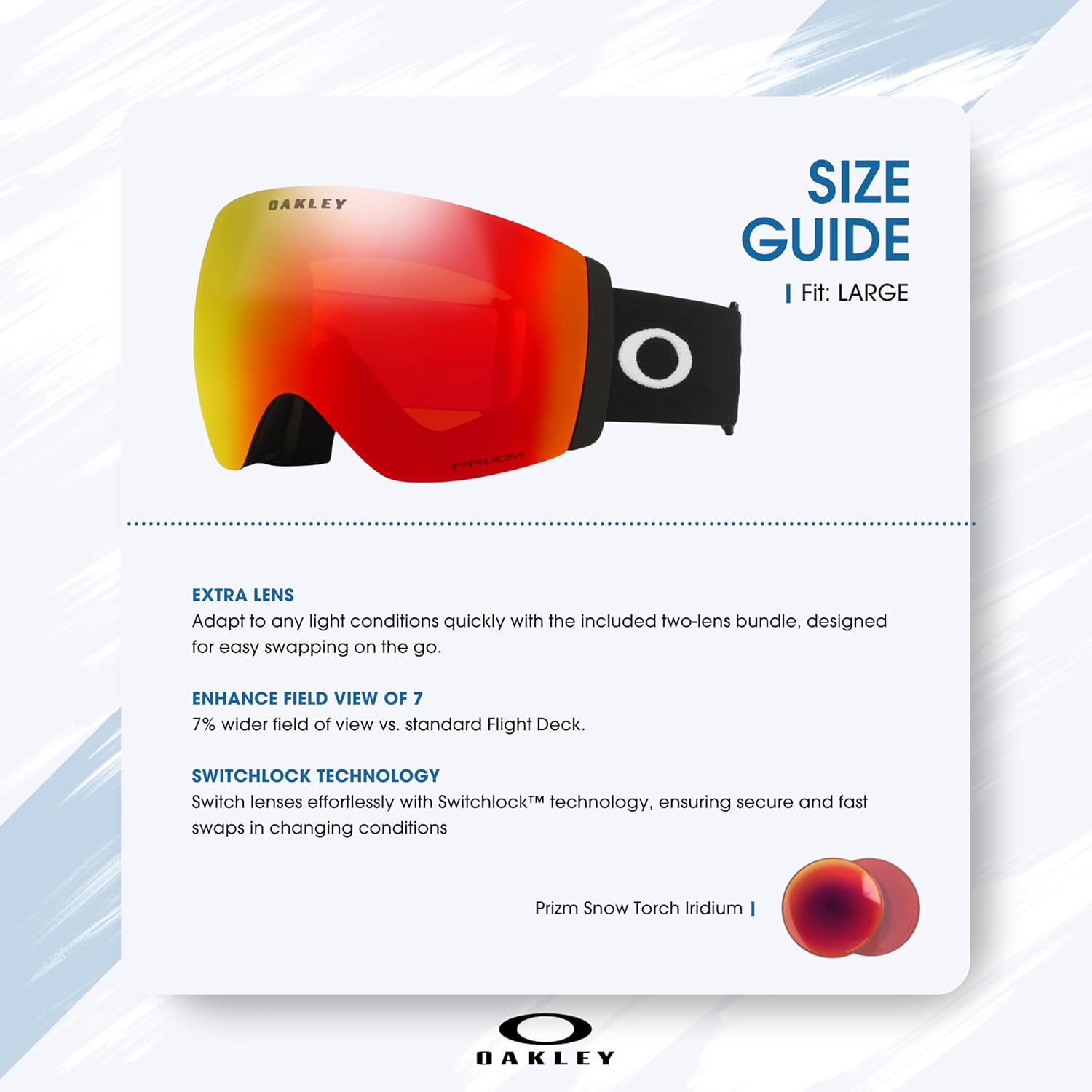 Oakley Flight Deck Pro M/L Ski Goggles For Men For Women OO7138, OO7139 + SPARE Lens Bag + BUNDLE with Care Kit