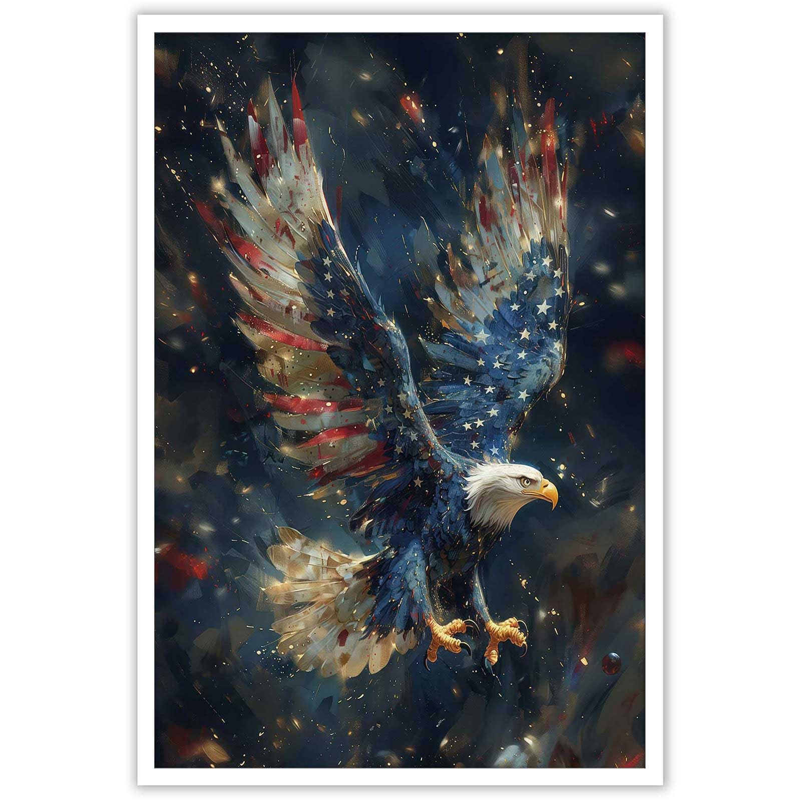 Dcvjiy American Bald Eagle With Flag Posters Usa Independence Day Canvas Wall Art Patriotic Red White And Blue Eagle Prints Painting For Home Bedroom Dorm Wall Decor 16x24in Unframed