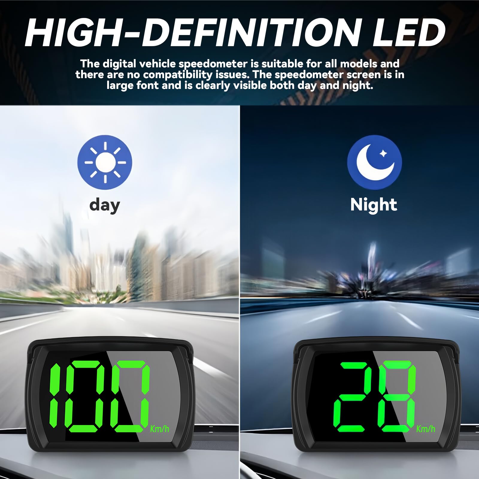 Tachimetro digitale universale HUD Head Up display, per auto, moto, bici