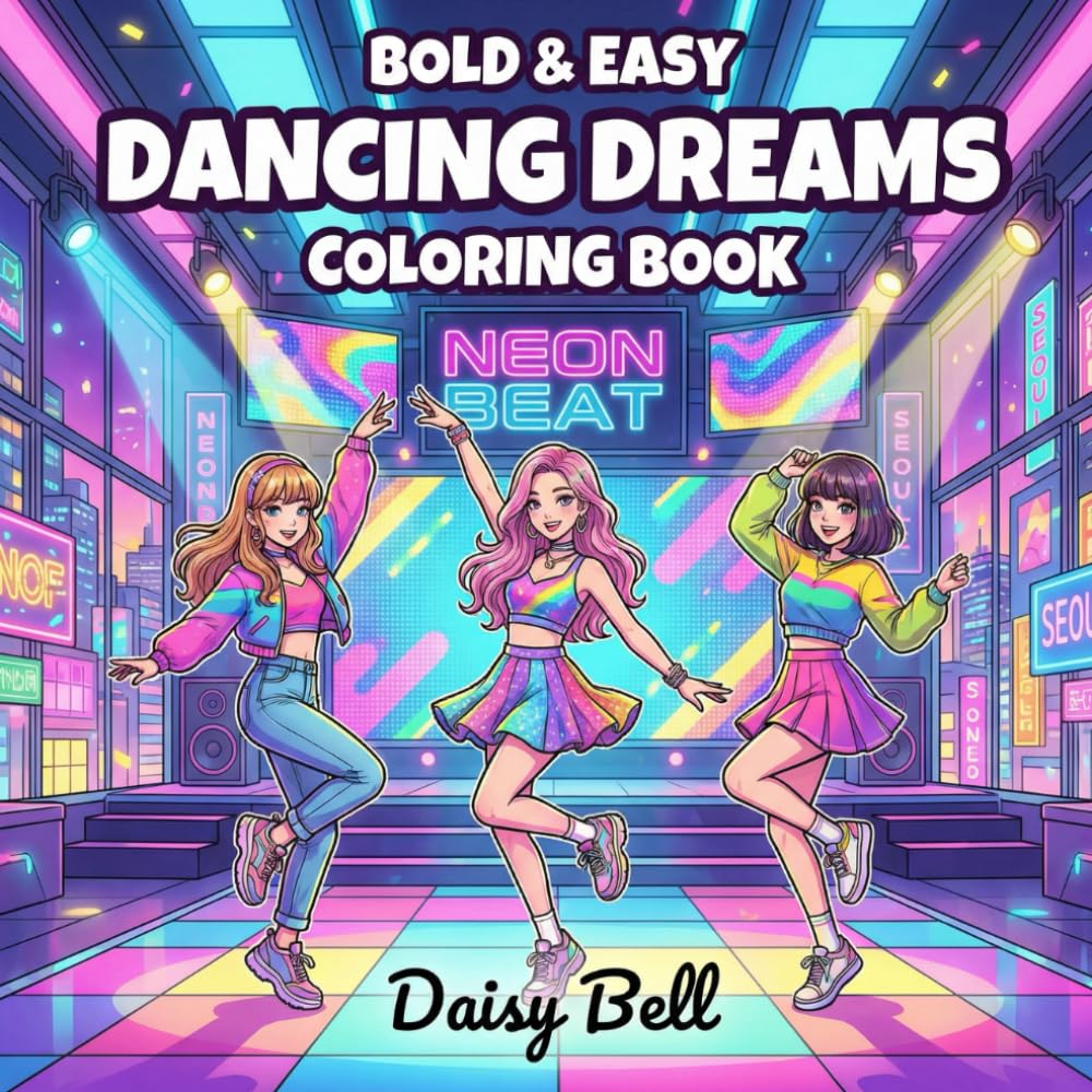 Dancing Dreams Coloring Book: 50 Bold and Easy Anime Style Pages for Teens and Kids Featuring Kawaii Fashion and Pop Idol Adventures