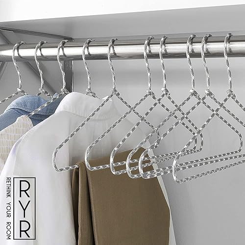 Miniatura 5 de Rethink Your Room Paquete de 30 perchas de metal envueltas en tela, solución duradera y elegante, artículos esenciales para el hogar, tacto suave